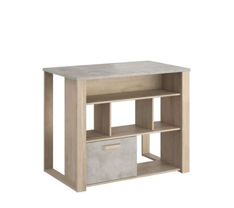 Mange debout L 110 COOPER Iimitation Chêne béton clair Table haute