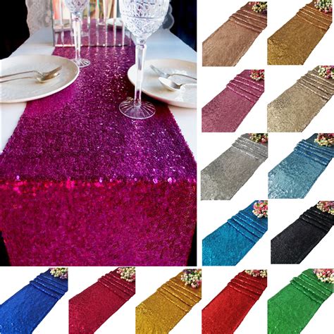 12x108 Goldsilver Glitter Sequin Table Runner Sparkly Wedding Party Deco Ebay