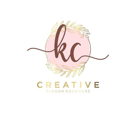 Initial Kc Feminine Logo Usable For Nature Salon Spa Cosmetic And