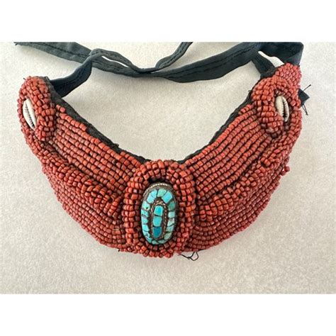 Jewelry Tibetan Vintage Genuine Red Coral Turquoise Inlay Beaded