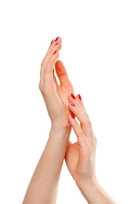 Premium Photo Close Up Of Beautiful Womans Hands Palms Up Isolated