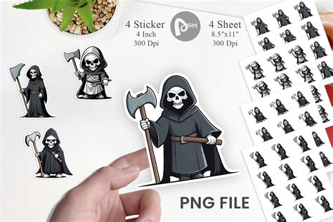 Sticker Cute Grim Reaper Graphic By Artnoy Creative Fabrica