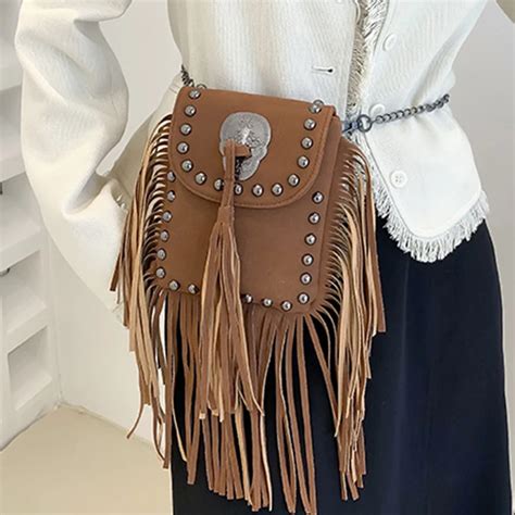 Bolso De Flecos Vintage Para Mujer Bolso De Tel Fono M Vil Con Remaches