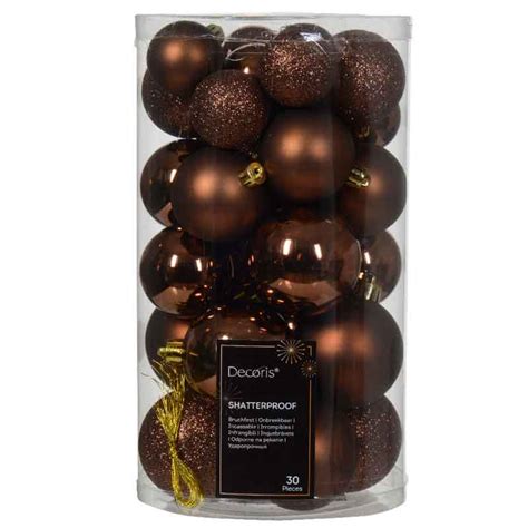 Decoris Shatterproof Baubles In Espresso Pack Of