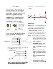 Curved Mirror1 Docx Curved Mirrors Curved Mirrors Or Spherical