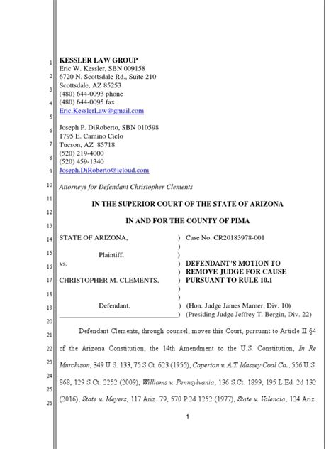 Clements Attorney Files Motion To Remove Judge Pdf Reasonable