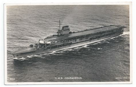 Royal Navy Courageous Class Aircraft Carrier Postcards