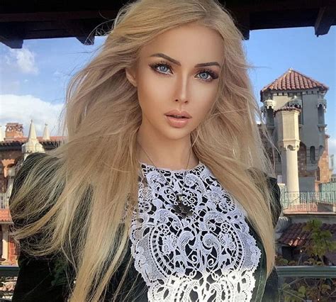 Valeria Lukyanova Pretty Face White Lace Front Black Top Blue Eyed