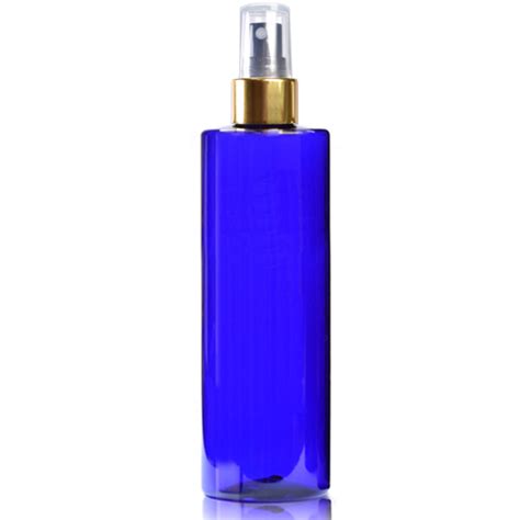 250ml Blue Plastic Bottle With Gold Spray Uk