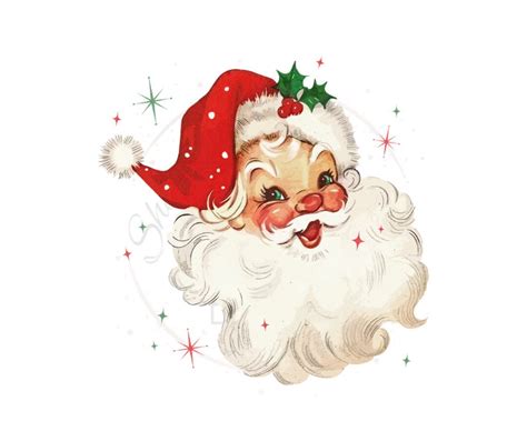 Red Vintage Santa Dtf Transfer Printonly Ready To Press Etsy