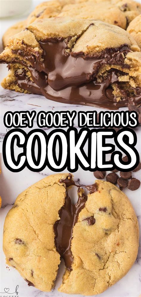 Cookies With Chocolate On Top And The Words Ooey Gooey Delicious Cookies