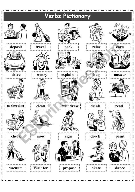 Verbs Pictionary 1 Esl Worksheet By La Luna