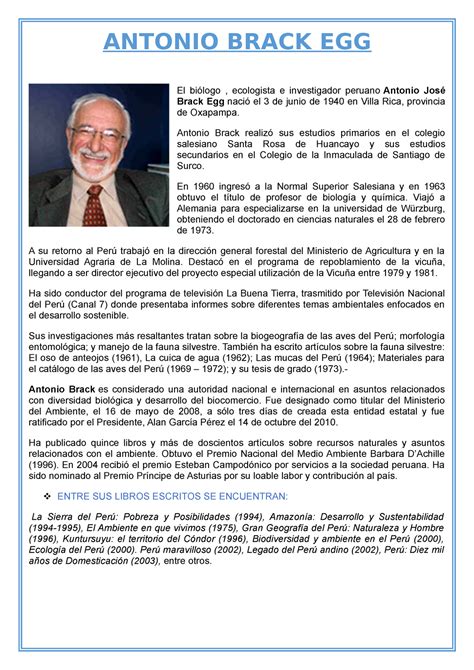 Antonio Brack Egg Antonio Brack Egg El Biólogo Ecologista E