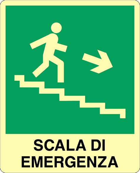 Cartello Alluminio Luminescente X Cm Scala Di Emergenza Discesa