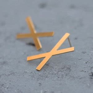 Gold X Earrings, Gold Geometric Earrings, X Studs, X Posts, Big Studs, Gold Studs, Big Earrings ...