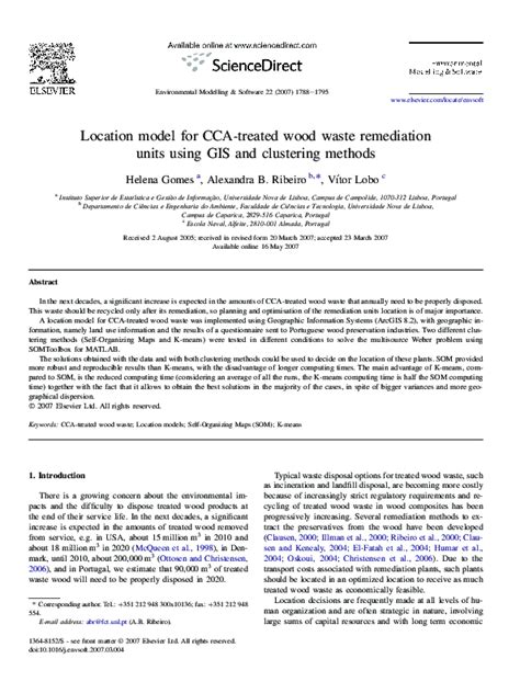 Pdf Location Model For Cca Treated Wood Waste Remediation Units Using