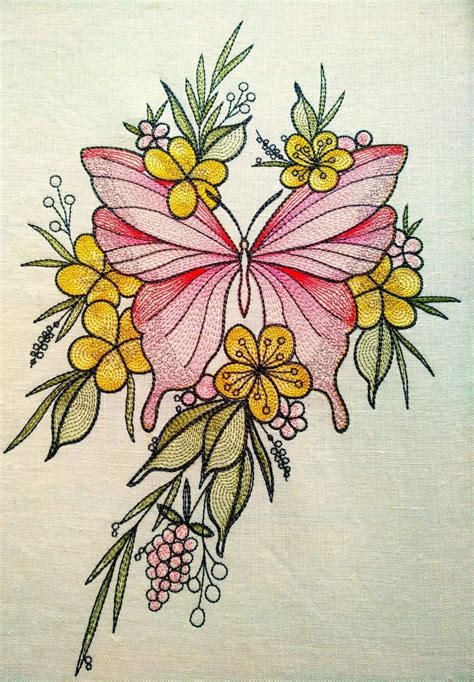 Embroidery Design Butterfly Embroidery Designs Flowers Etsy Flower