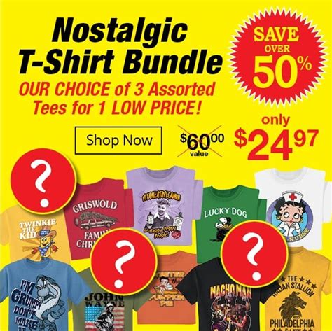 Nostalgic T Shirt Bundle 3pk A 60 Value Collections Etc