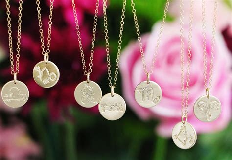 Floral Zodiac Necklace Zodiac Coin Necklace Floral Zodiac