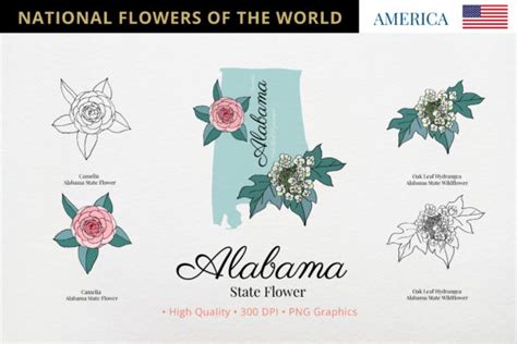 Alabama State Flower SET Graphic by Hanatist Studio · Creative Fabrica