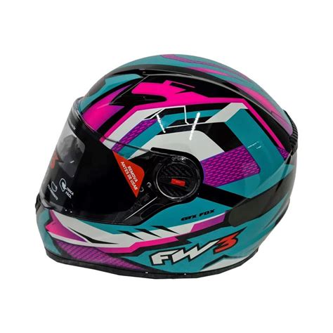 Capacete Moto Fechado Gtn Fox Viseira Cristal Azul Tiffany Inmetro