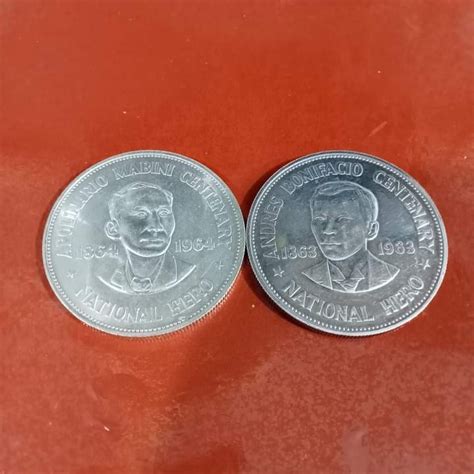 One Peso Bonifacio And Mabini Centenary Big Silver Coins Hobbies