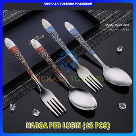 Jual Sendok Makan Motif BATIK Garpu Makan Motif BATIK Stainless Steel