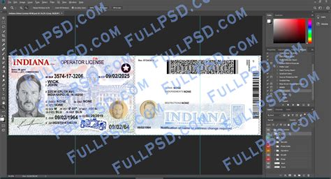 Download Usa Indiana Driver License V3 Psd File Photoshop Template