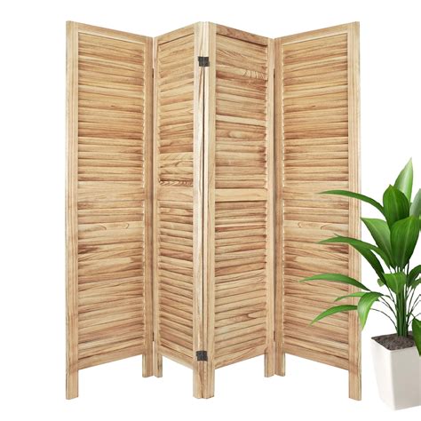 Hofitlead Panel Wood Room Divider Ft Tall Freestanding Wood Screen