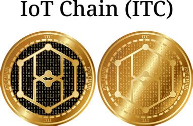 Set Of Physical Golden Coin Iot Chain Itc Vector Image