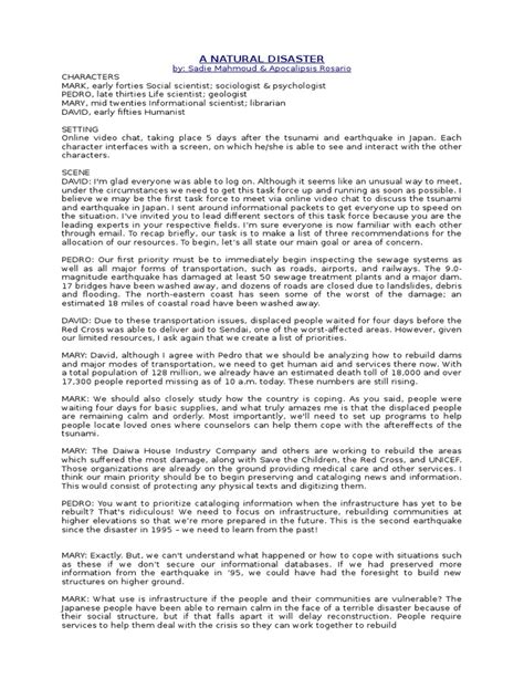 A Natural Disaster Script | PDF | Fukushima Daiichi Nuclear Power Plant ...