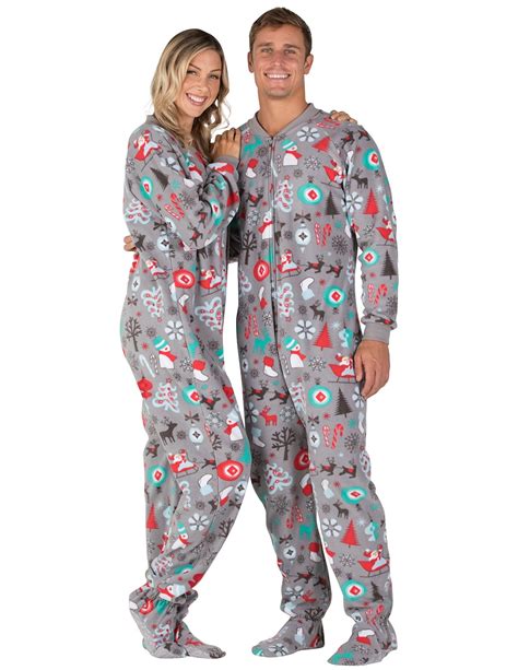 Footed Pajamas Footed Pajamas Santa S Village Adult Fleece Onesie Adult Double Xl Wide