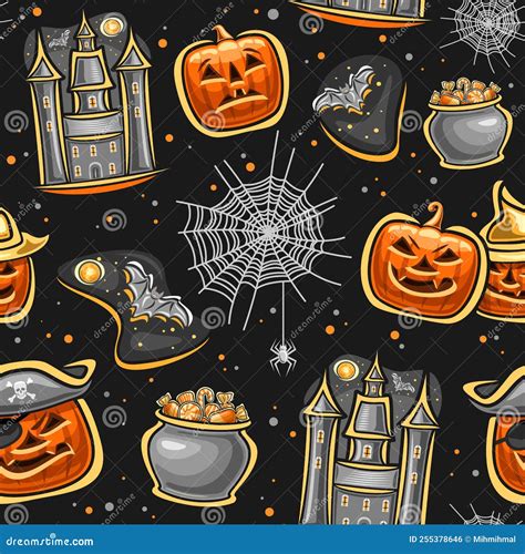 Vector Halloween Seamless Pattern Stock Vector Illustration Of Horror