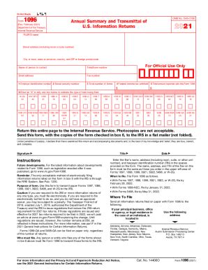 IRS 1096 - Fill and Sign Printable Template Online