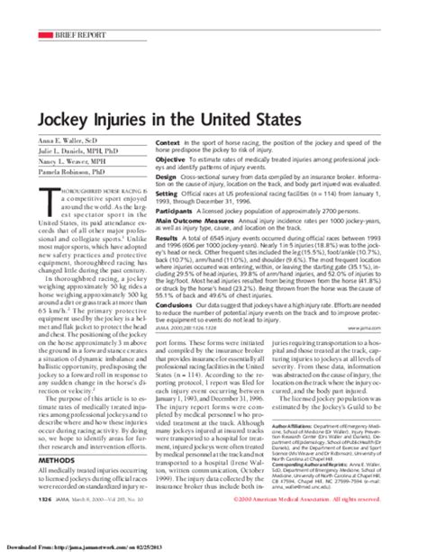 (PDF) Jockey injuries in the united states | Anna Waller - Academia.edu