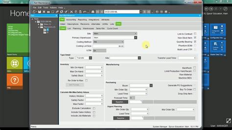 Part Maintenance Overview Epicor Erp E10 Master Data Youtube