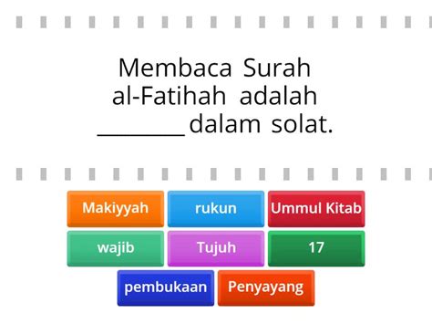 KEFAHAMAN SURAH AL FATIHAH Find The Match