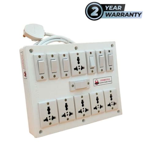 INDRICO PVC 2000W 6 Way Extension Board With Individual Switch Pack Of