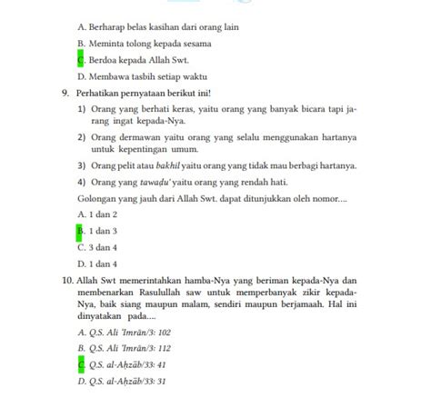 Kunci Jawaban Bab Buku Siswa Kelas Pendidikan Agama Islam Kurikulum