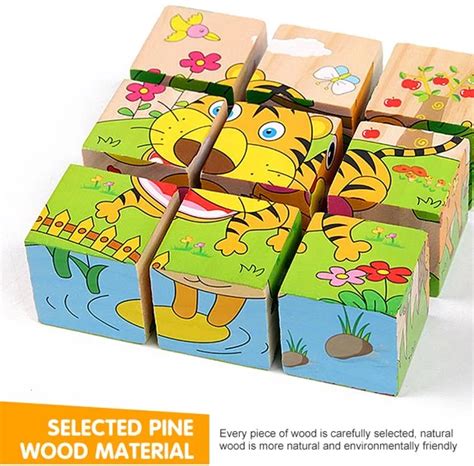 9pcs Wooden Blocks Puzzle Cartoon 3D Jigsaw - Grab Ease