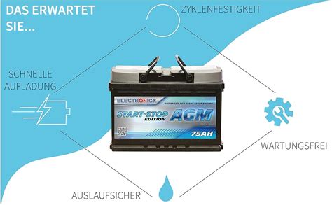 Autobatterie Ah Agm Ersetzt Ah V Start Stop Starterbatterie Kfz