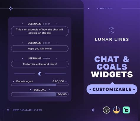 Customizable Minimal Lines Chatbox And Goals Stream Widgets For