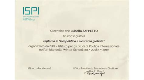 Luisella Zappetto Diploma Ispi Geopolitica E Sicurezza Globale PPT