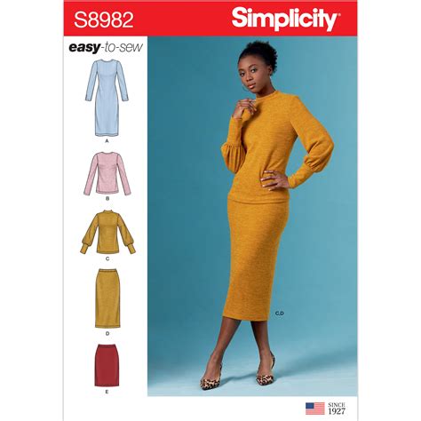 Simplicity 8982 Misses Knit Two Piece Sweater Dress Tops Skirts