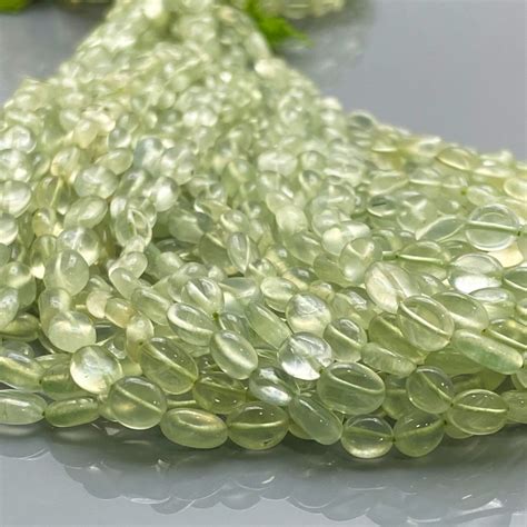 Natural Prehnite Mix Size Smooth Oval Gemstone Beads Strand