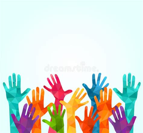 Colorful Up Hands Vector Illustration An Associers Celation Unity