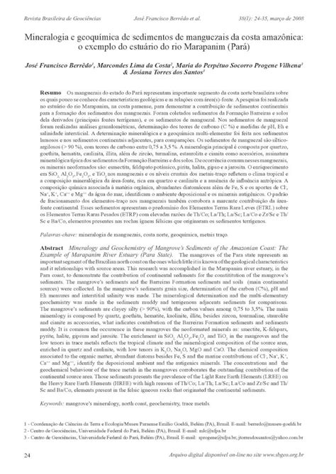 Pdf Mineralogia E Geoqu Mica De Sedimentos De Repositorio Ufpa Br