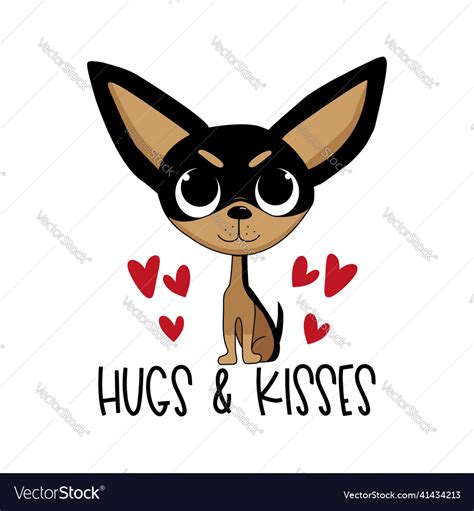 Hugs and kisses - cute cartoon chihuahua dog Vector Image