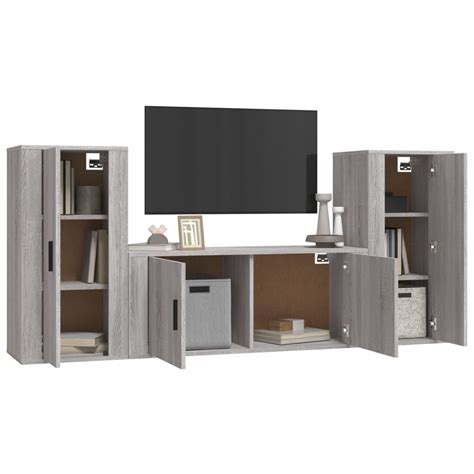 Ensemble De Meubles Tv Pcs Sonoma Gris Bois D Ing Nierie Dioche