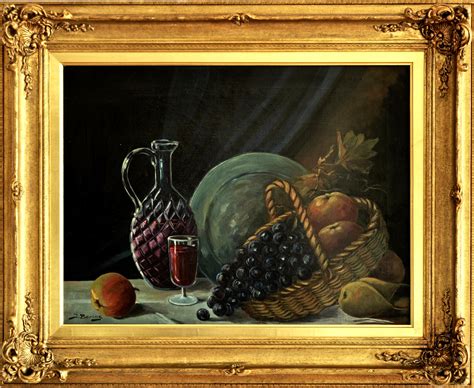 Stilleben Mit Fruchtkorb Und Weinkaraffe Stilleben Still Lifes